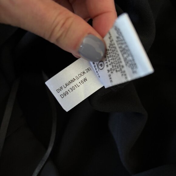 Diane von Furstenberg Lace Trimmed Black Shift Mini Dress Womens Size Medium LBD - Picture 9 of 16